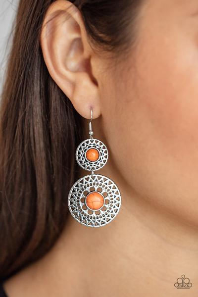 Sunny Sahara Orange Stone Santa Fe Style Earring Paparazzi E0245