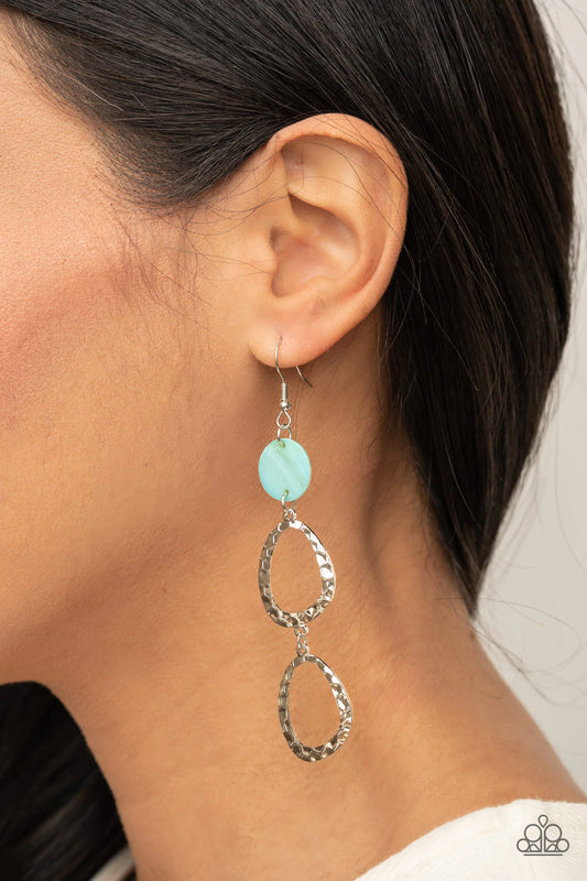 Surfside Shimmer Blue Shell Asymmetrical Earring Paparazzi E0083