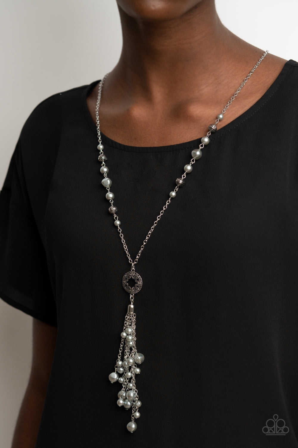 Tasseled Treasure Silver Necklace Paparazzi N0260