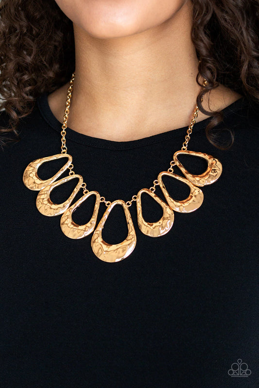 Teardrop Envy Gold Teardrop Necklace Paparazzi N0045