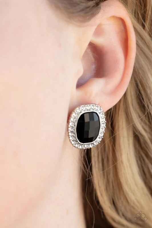 The Modern Monroe Black White Rhinestone Earring Paparazzi E0005