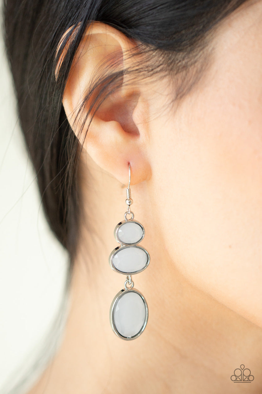 Tiers Of Tranquility White Earring Paparazzi E0147