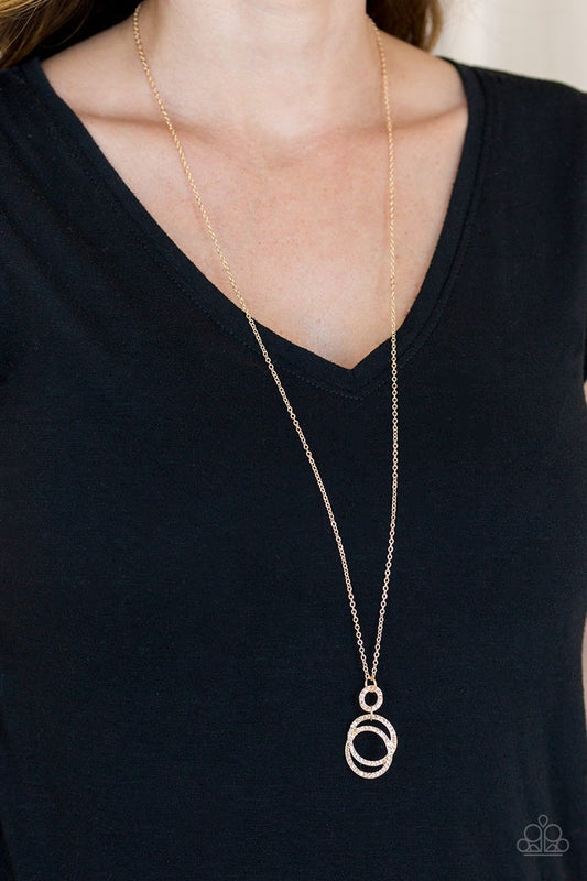 Timeless Trio Gold Peach Rhinestone Necklace Paparazzi N0513
