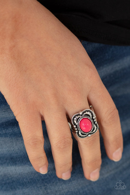 Vivaciously Vibrant Pink Ring Paparazzi R0185