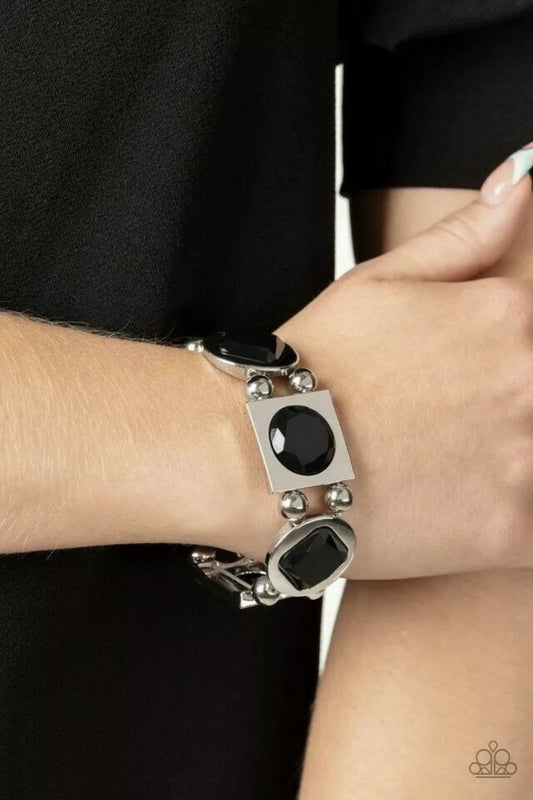 Asymmetrical A-Lister Black Bracelet Paparazzi B0385
