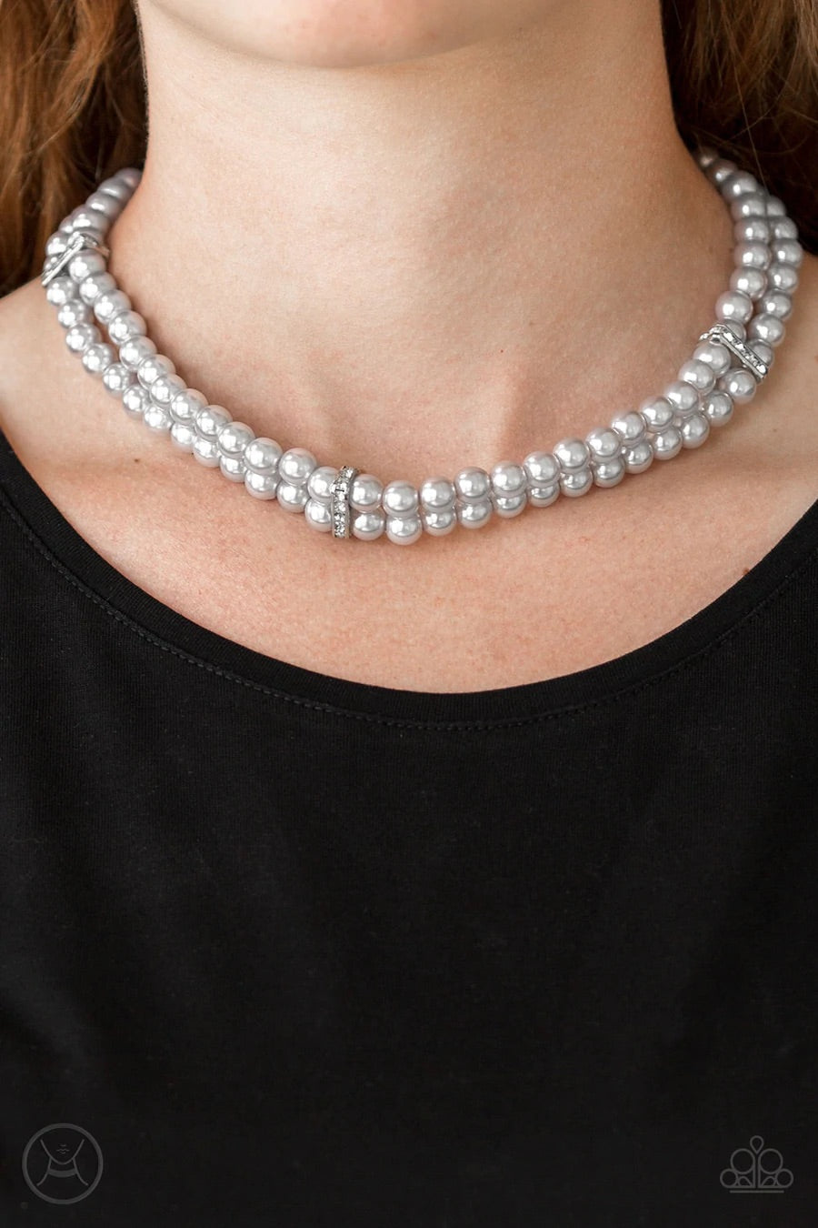 Put On Your Party Dress Silver Pearl Necklace Paparazzi N0074