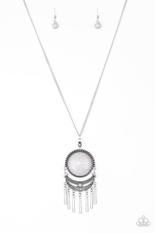Rural Rustler White Cracked Stone Necklace Paparazzi N0504