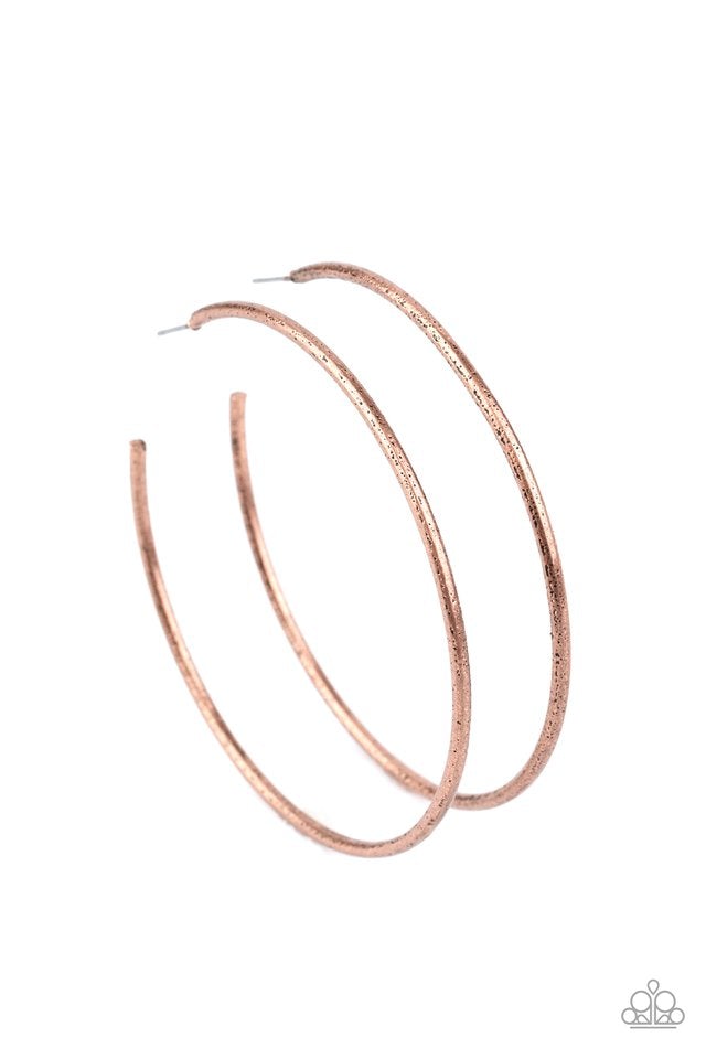 Rustic Roundabout Copper Hoop Earring Paparazzi E0034